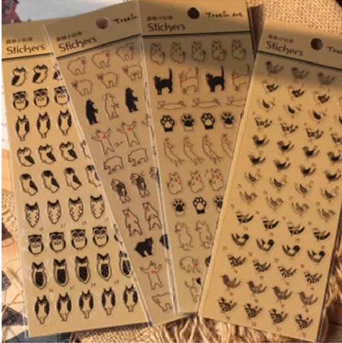 【貓凱特韓國文具精品】森林小夥伴透明貼 裝飾貼 日記貼紙 4款